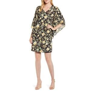 NWT Bobeau Morna Boho Floral Black Dress Small